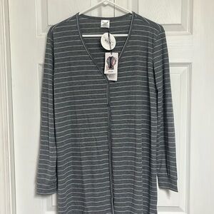 Cardigan long length grey and white striped size M